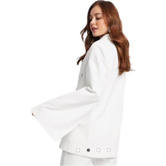 NWOT Asos Design Textured Single Breasted Blazer White Ivory Split Sleeve Size 4 - Picture 3 of 10